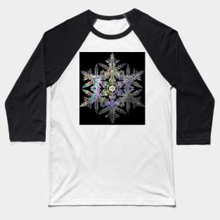 Iridescent Fractal Snowflake on a Black Background Baseball T-Shirt